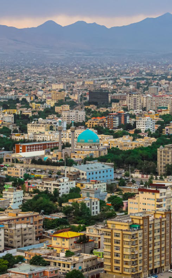 free photo of panorama of kabul surrounded by mountains